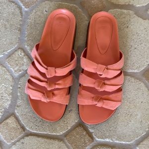 Alexander Birman peach slide sandals